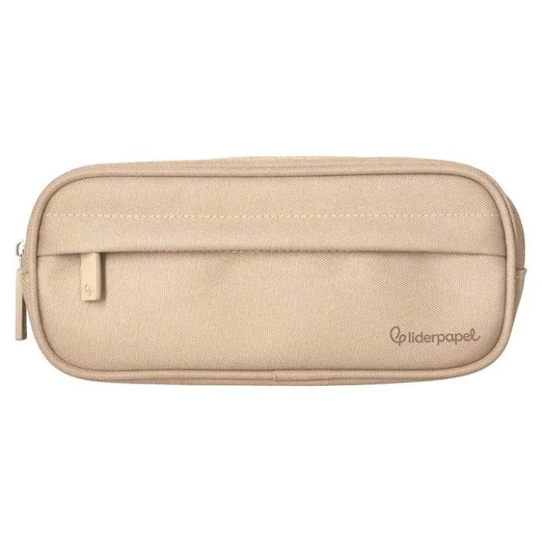 ESTUCHE PORTATODO LIDERPAPEL CLASSIC OVALADO 2 CREMALLERAS CON BOLSILLO DELANTERO 210X90MM CREMA