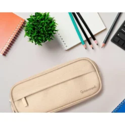 ESTUCHE PORTATODO LIDERPAPEL CLASSIC OVALADO 2 CREMALLERAS CON BOLSILLO DELANTERO 210X90MM CREMA