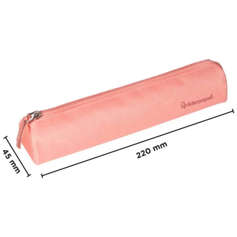 ESTUCHE PORTATODO LIDERPAPEL SLIM CILINDRICO 220X45MM ROSA MELOCOTON