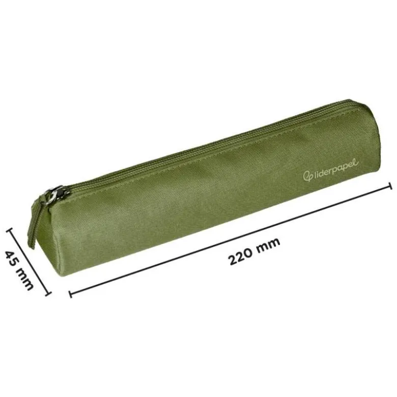 ESTUCHE PORTATODO LIDERPAPEL SLIM CILINDRICO 220X45MM VERDE MILITAR