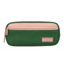 ESTUCHE PORTATODO LIDERPAPEL DUO 2 CREMALLERAS CON BOLSILLOFRONTAL VERDE MILITAR 220X90X50 MM