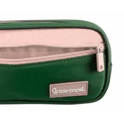 ESTUCHE PORTATODO LIDERPAPEL DUO 2 CREMALLERAS CON BOLSILLOFRONTAL VERDE MILITAR 220X90X50 MM