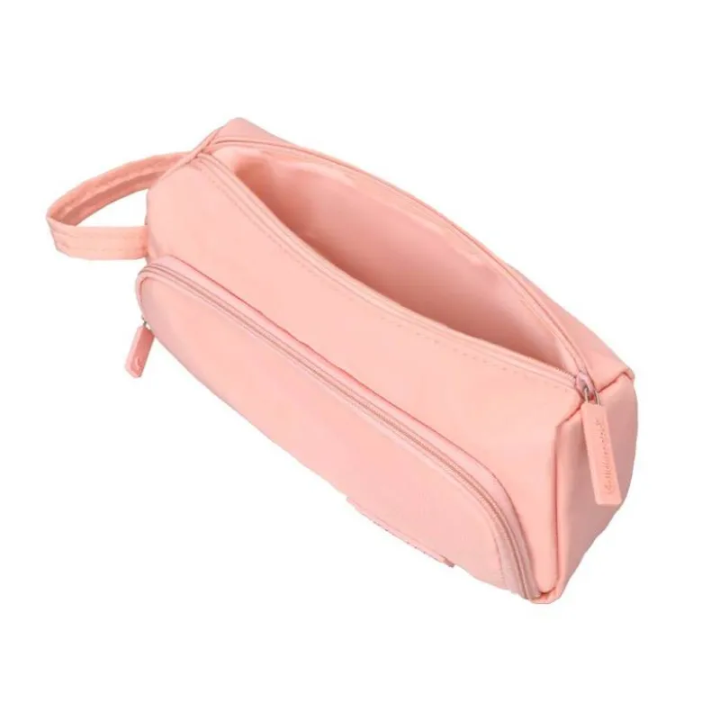 ESTUCHE PORTATODO LIDERPAPEL MINIBAG 2 CREMALLERAS CON BOLSILLO INTERIOR ROSA PASTEL 212 X 100 X 70 MM