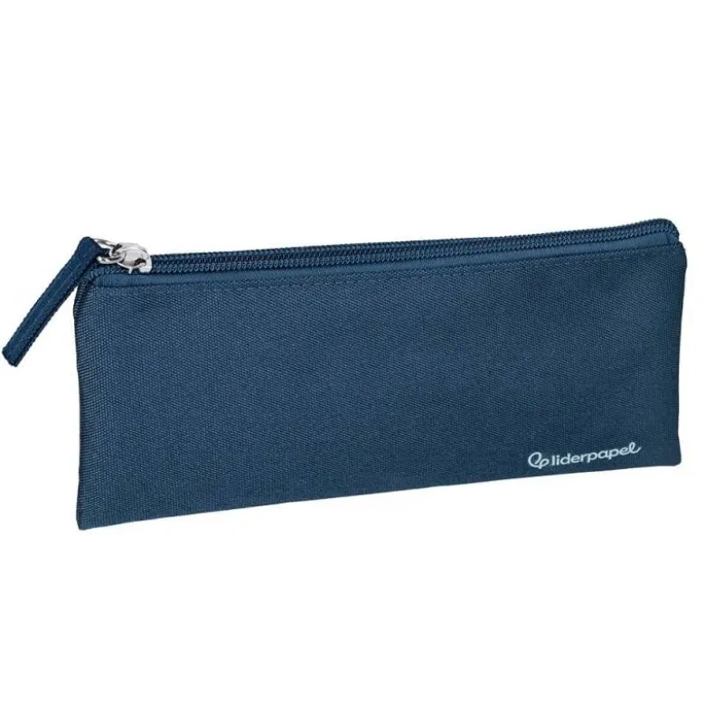 ESTUCHE PORTATODO LIDERPAPEL PLANO ANCHO UNA CREMALLERA 200X100 MM AZUL MARINO