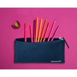 ESTUCHE PORTATODO LIDERPAPEL PLANO ANCHO UNA CREMALLERA 200X100 MM AZUL MARINO
