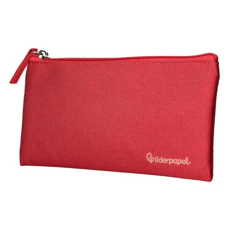 ESTUCHE PORTATODO LIDERPAPEL PLANO ANCHO UNA CREMALLERA 200X100 MM ROJO