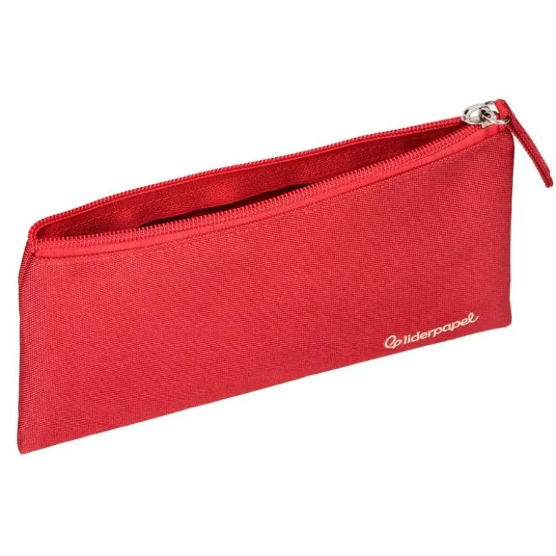 ESTUCHE PORTATODO LIDERPAPEL PLANO ANCHO UNA CREMALLERA 200X100 MM ROJO