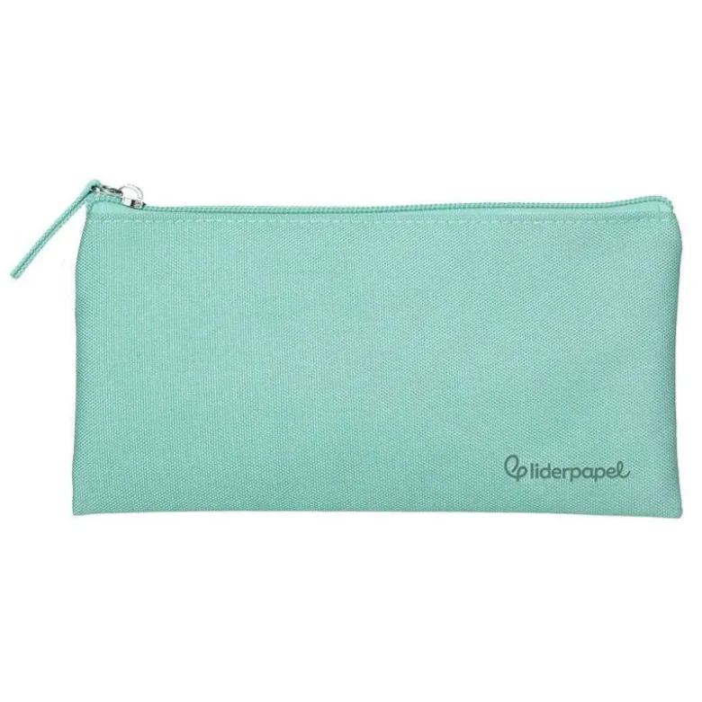 ESTUCHE PORTATODO LIDERPAPEL PLANO ANCHO UNA CREMALLERA 200X100 MM VERDE MANZANA