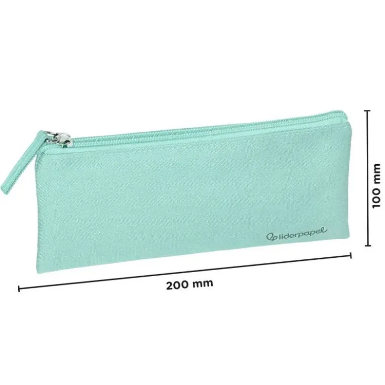 ESTUCHE PORTATODO LIDERPAPEL PLANO ANCHO UNA CREMALLERA 200X100 MM VERDE MANZANA