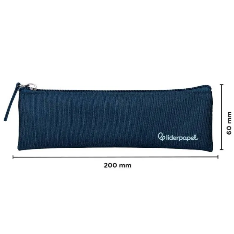 ESTUCHE PORTATODO LIDERPAPEL PLANO ESTRECHO UNA CREMALLERA 200X60 MM AZUL MARINO