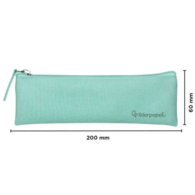 ESTUCHE PORTATODO LIDERPAPEL PLANO ESTRECHO UNA CREMALLERA 200X60 MM VERDE MANZANA