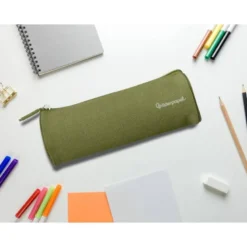 ESTUCHE PORTATODO LIDERPAPEL CLASSIC CILINDRICO ANCHO 210X70MM VERDE MILITAR