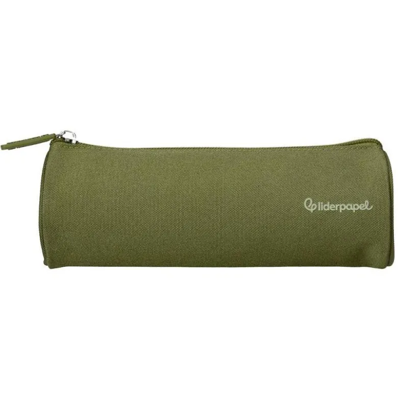 ESTUCHE PORTATODO LIDERPAPEL CLASSIC CILINDRICO ANCHO 210X70MM VERDE MILITAR