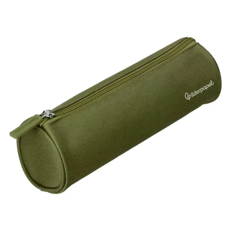 ESTUCHE PORTATODO LIDERPAPEL CLASSIC CILINDRICO ANCHO 210X70MM VERDE MILITAR