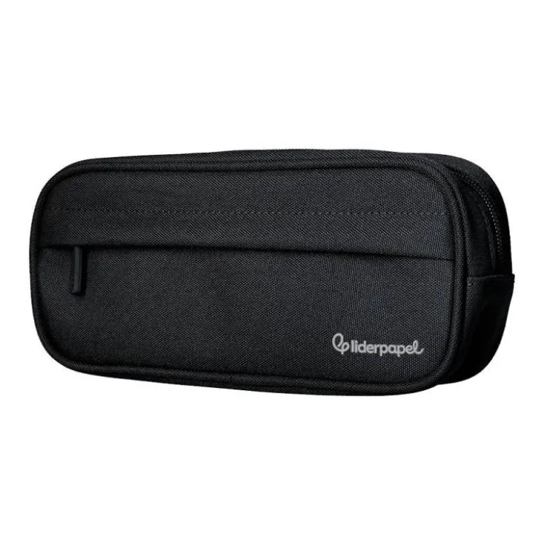 ESTUCHE PORTATODO LIDERPAPEL CLASSIC OVALADO 2 CREMALLERAS CON BOLSILLO DELANTERO 210X90MM NEGRO