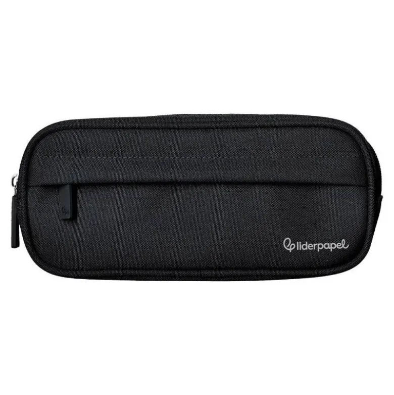 ESTUCHE PORTATODO LIDERPAPEL CLASSIC OVALADO 2 CREMALLERAS CON BOLSILLO DELANTERO 210X90MM NEGRO