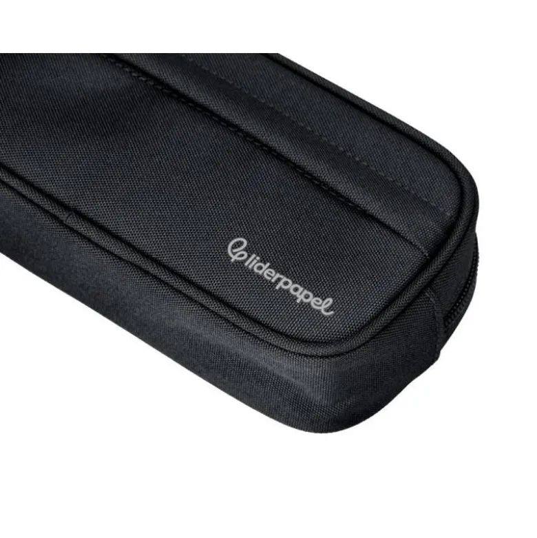 ESTUCHE PORTATODO LIDERPAPEL CLASSIC OVALADO 2 CREMALLERAS CON BOLSILLO DELANTERO 210X90MM NEGRO