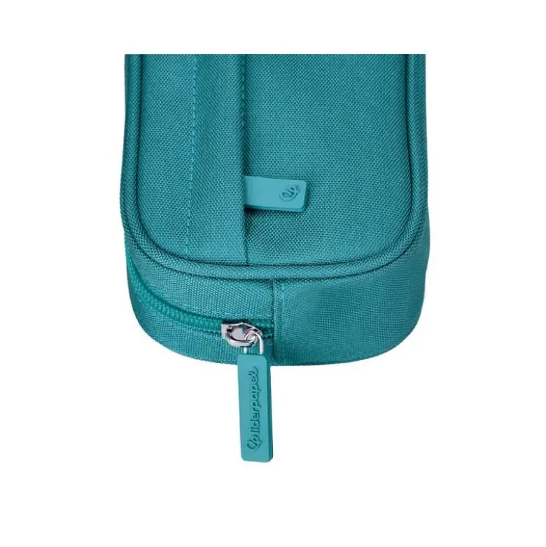 ESTUCHE PORTATODO LIDERPAPEL CLASSIC OVALADO 2 CREMALLERAS CON BOLSILLO DELANTERO 210X90MM AZUL TURQUESA
