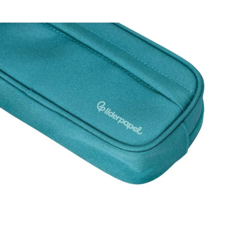 ESTUCHE PORTATODO LIDERPAPEL CLASSIC OVALADO 2 CREMALLERAS CON BOLSILLO DELANTERO 210X90MM AZUL TURQUESA