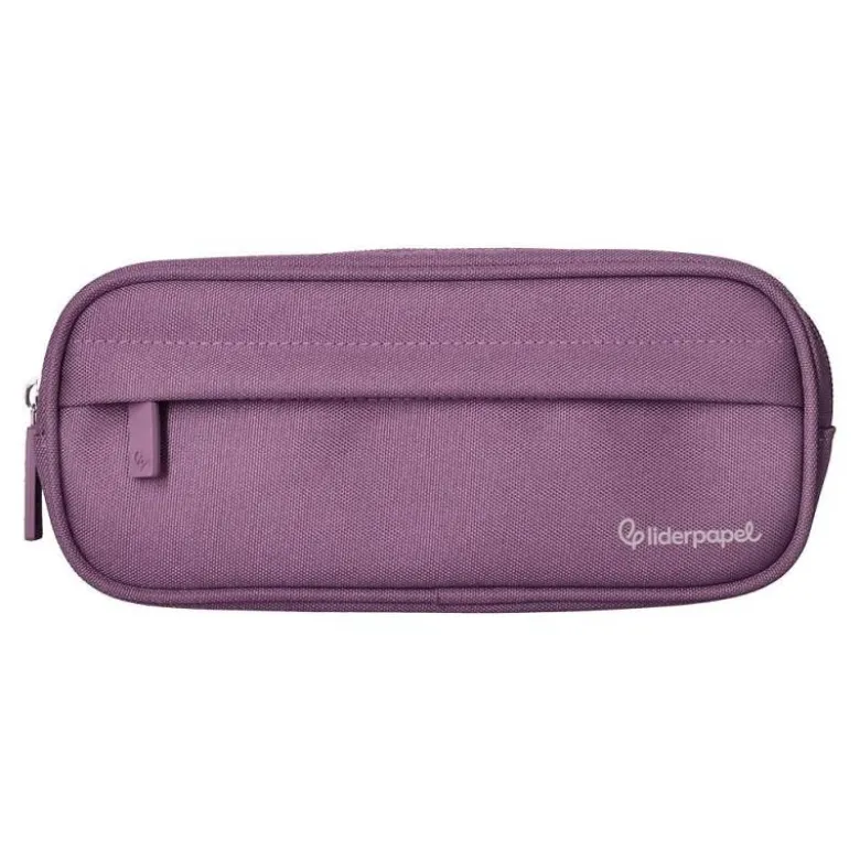 ESTUCHE PORTATODO LIDERPAPEL CLASSIC OVALADO 2 CREMALLERAS CON BOLSILLO DELANTERO 210X90MM MORADO EMPOLVADO