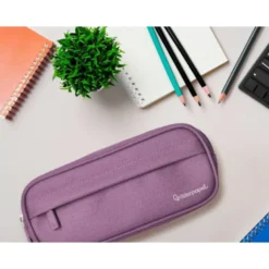 ESTUCHE PORTATODO LIDERPAPEL CLASSIC OVALADO 2 CREMALLERAS CON BOLSILLO DELANTERO 210X90MM MORADO EMPOLVADO