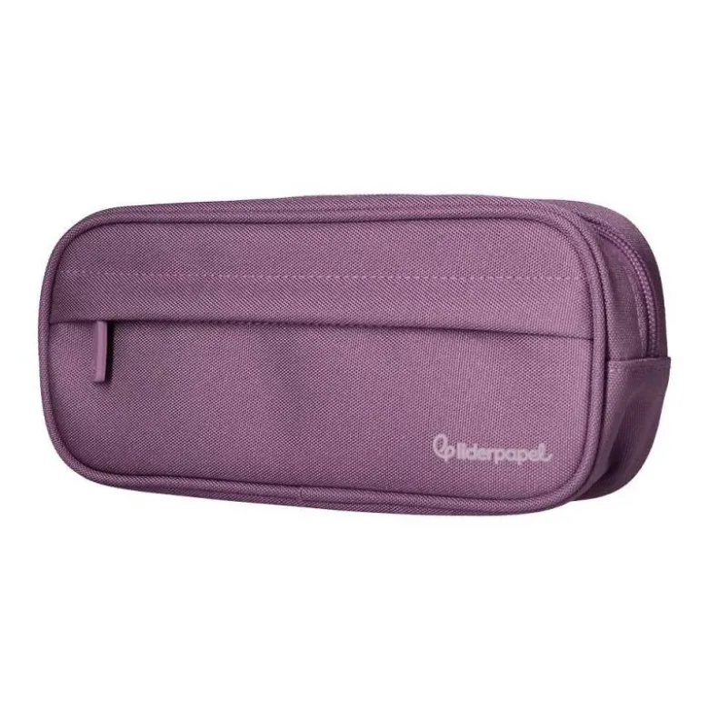 ESTUCHE PORTATODO LIDERPAPEL CLASSIC OVALADO 2 CREMALLERAS CON BOLSILLO DELANTERO 210X90MM MORADO EMPOLVADO