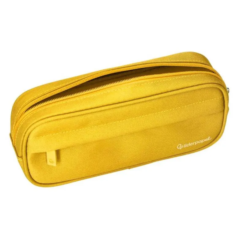 ESTUCHE PORTATODO LIDERPAPEL CLASSIC OVALADO 2 CREMALLERAS CON BOLSILLO DELANTERO 210X90MM AMARILLO