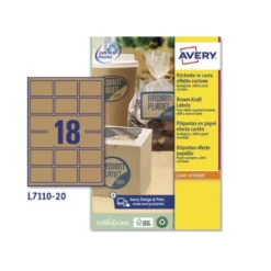 ETIQUETA ADHESIVA AVERY KRAFT EFECTO CARTON RECTANGULAR REMOVIBLE PARA IMPRESORA LASER INYECCION TINTA