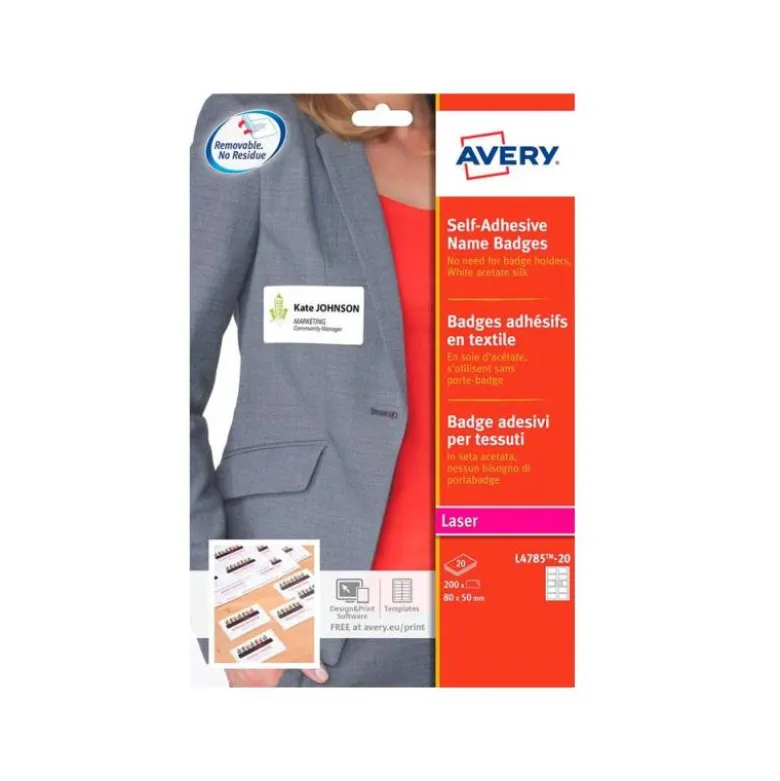 Etiqueta adhesiva Avery 80x50 mm Acetato de Seda removible láser caja de 100