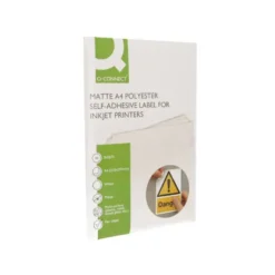 ETIQUETA ADHESIVA Q-CONNECT POLIESTER A4 BLANCO MATE PARA IMPRESORAS INKJET PACK CON 20 HOJAS