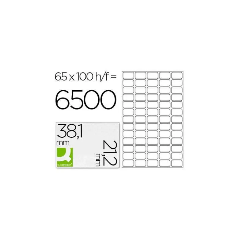 ETIQUETA ADHESIVA Q-CONNECT KF15386 TAMAÑO 38,1X21,2 MM FOTOCOPIADORA LASER INK-JET CAJA CON 100 HOJAS DIN A4