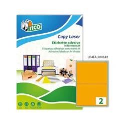 ETIQUETA ADHESIVA TICO NARANJA FLUOR PERMANENTE FSC LASER/INKJET/FOTOCOPIA 200X142 MM CAJA DE 140 UNIDADES