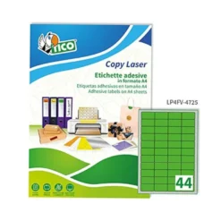 ETIQUETA ADHESIVA TICO VERDE FLUOR PERMANENTE FSC LASER/ INKJET/FOTOCOPIA 47,5X25,5 MM CAJA DE 3080 UNIDADES