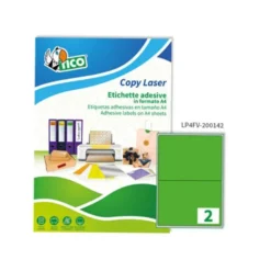 ETIQUETA ADHESIVA TICO VERDE FLUOR PERMANENTE FSC LASER/ INKJET/FOTOCOPIA 200X142 MM CAJA DE 140 UNIDADES
