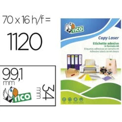 ETIQUETA ADHESIVA TICO VERDE FLUOR PERMANENTE FSC LASER/ INKJET/FOTOCOPIA 99,1X34 MM CAJA DE 1120 UNIDADES