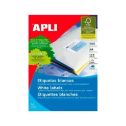 Etiqueta adhesiva Apli 1287 Din A4 105x35 mm fotocopiadora laser ink-jet. Caja con 100 hojas
