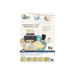 ETIQUETA ADHESIVA AVERY TICO PAPEL SATINADO ORO / PLATA LASER MEDIDAS SURTIDAS PACK DE 626 ETIQUETAS