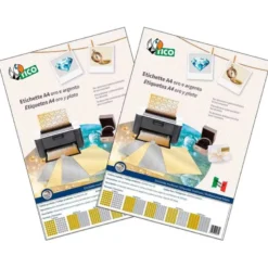 ETIQUETA ADHESIVA AVERY TICO PAPEL SATINADO ORO / PLATA LASER MEDIDAS SURTIDAS PACK DE 626 ETIQUETAS