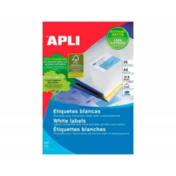 Etiqueta adhesiva marca Apli 1215 210x297 mm caja con 25 hojas con 25