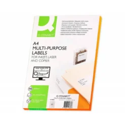 Etiqueta adhesiva Q-Connect kf00573 tamaño 38,1x21,2 mm fotocopiadora laser Ink-Jet. Caja 100 hojas A4