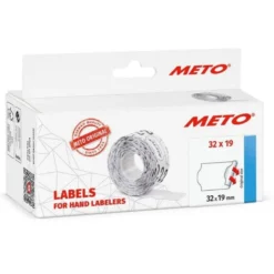 ETIQUETAS METO BLANCA 32X19 MM TROQUELADAS ADHESIVO PERMANENTE ROLLO DE 1000 UNIDADES