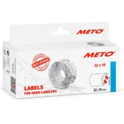 ETIQUETAS METO ONDULADAS 32X19 MM BLANCA LISA ADHESIVO REMOVIBLE ROLLO DE 1000 UNIDADES