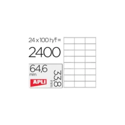 Etiquetas Adhesivas Apli 64,6 x 33,8 mm 24 Etiquetas por Hoja