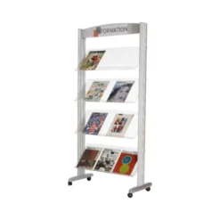 Expositor fast-paperflow de suelo metalico baldas transparentes con 4 estantes