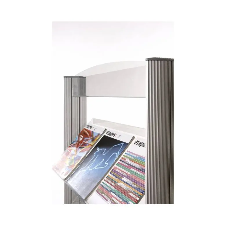 Expositor fast-paperflow de suelo metalico baldas transparentes con 4 estantes
