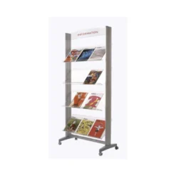Expositor fast-paperflow de suelo metalico baldas transparentes con 4 estantes