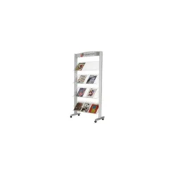 Expositor fast-paperflow de suelo metalico baldas transparentes con 4 estantes
