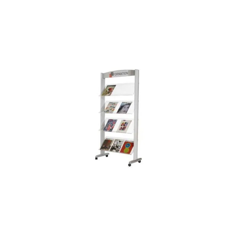 Expositor fast-paperflow de suelo metalico baldas transparentes con 4 estantes