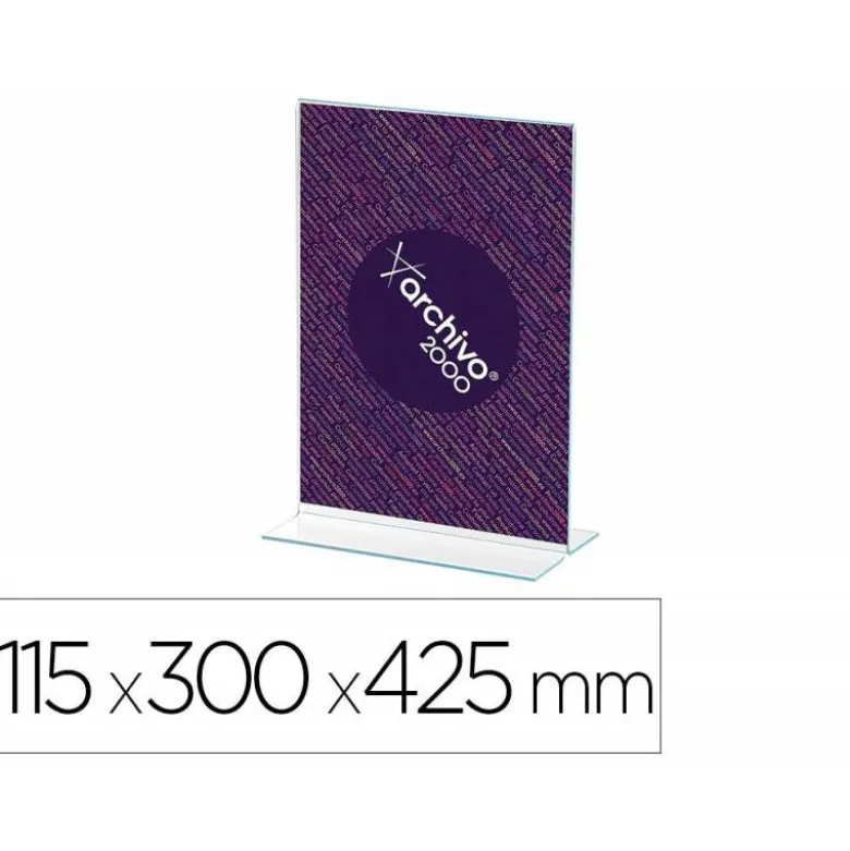 EXPOSITOR SOBREMESA ARCHIVO 2000 CON FORMA T POLIESTIRENO TRANSPARENTE DIN A3 VERTICAL DOBLE CARA 115X300X425 MM
