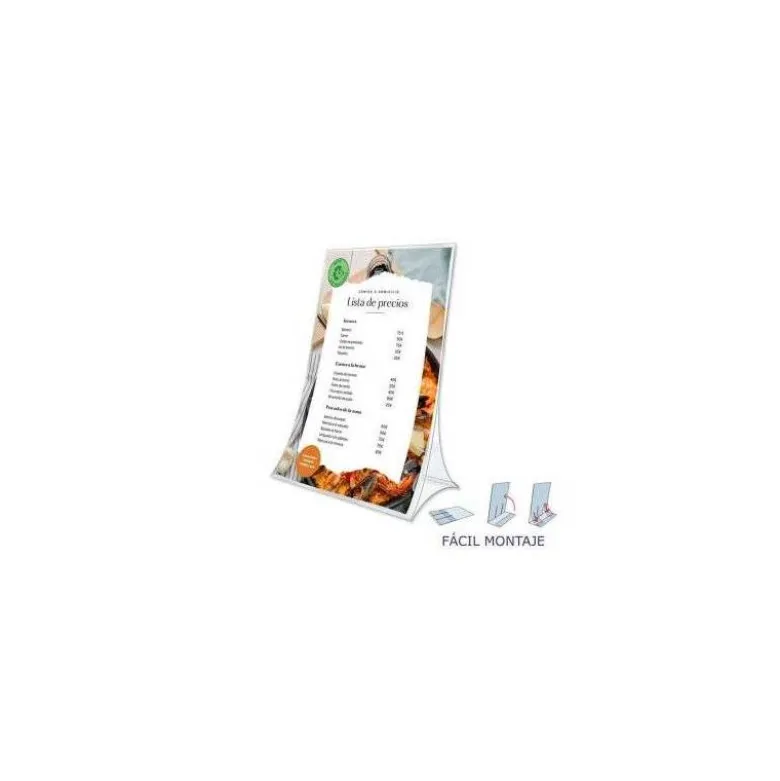 EXPOSITOR SOBREMESA ARCHIVO 2000 PLEGABLE PET 100% RECICLABLE DIN A5 VERTICAL TRANSPARENTE 90X150X210 MM